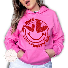 Load image into Gallery viewer, Love more worry less hoodie