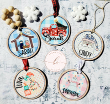 Load image into Gallery viewer, Personalized Christmas ornament, nativity, red truck, santa